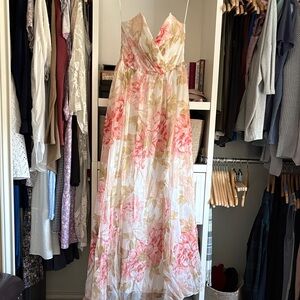 Luxxel Floral Maxi Dress in Pink and Cream